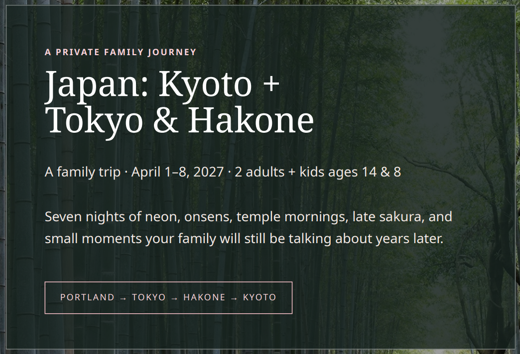 Japan Trip Plan — Muse's cover for the 19-page PDF